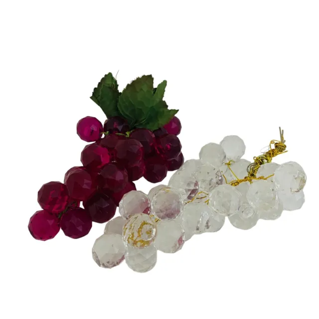 Vintage Faux Grapes Acrylic Crystal Clear Red Fruit Home Decor Prop Decoartive