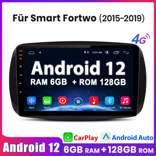 6+128G Autoradio Für Mercedes Benz Smart Forfour Fortwo 453 9"Android12 GPS Navi