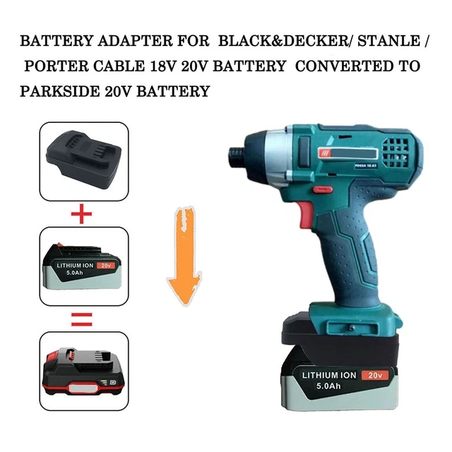 Adattatore batteria per utensili Parkside 20 V per decker nero per Porter 1820