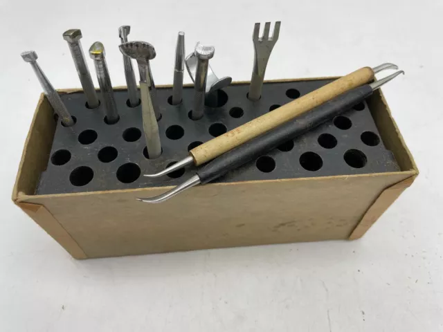 Juego de herramientas de trabajo de cuero vintage CRAFTOOL Co. conjunto de 9 piezas