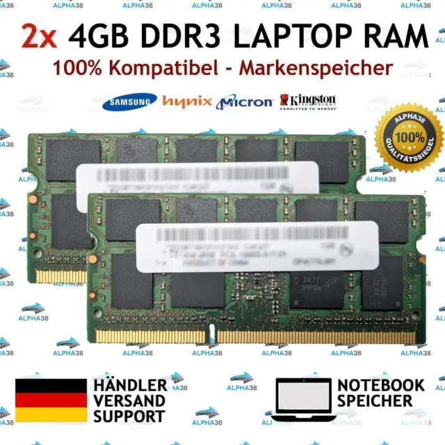 8 GB (2x 4 GB) computer portatile RAM DDR3 1600 QNAP NAS TS-463U-RP TS-451S TS-451+ memoria