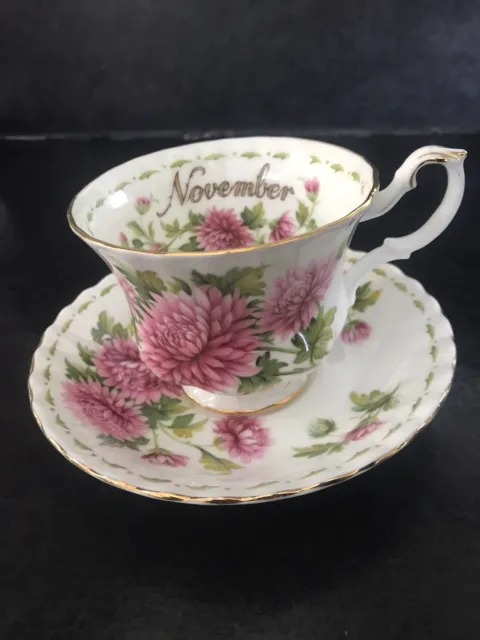 Royal Albert Bone China Flower of the Month Teacup and Saucer Duo  - November