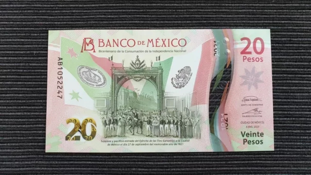MEXICO 20 Pesos 2021 P132a.4 Comm 200 Years UNC Polymer Banknote