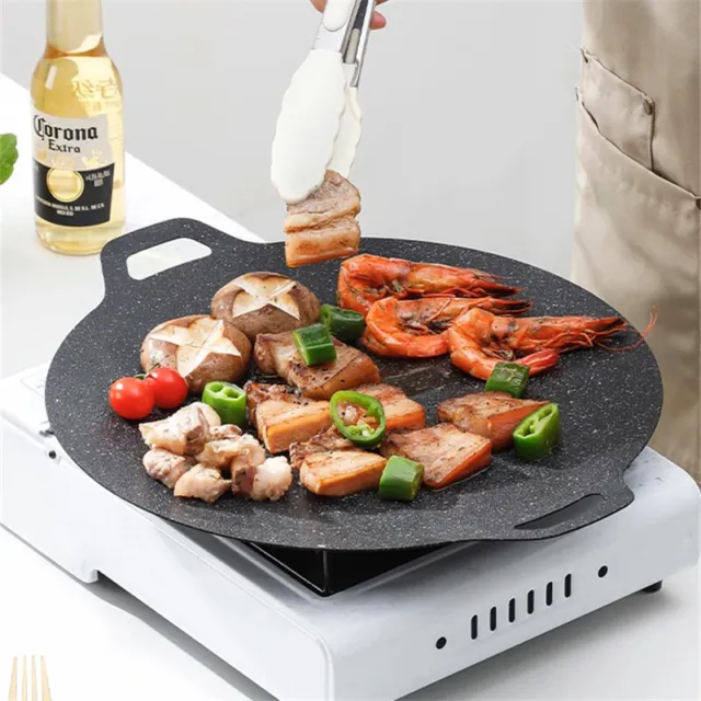 Outdoor Camping Grill Pan Cast Iron Non-Stick Barbecue Plate Korean Steak