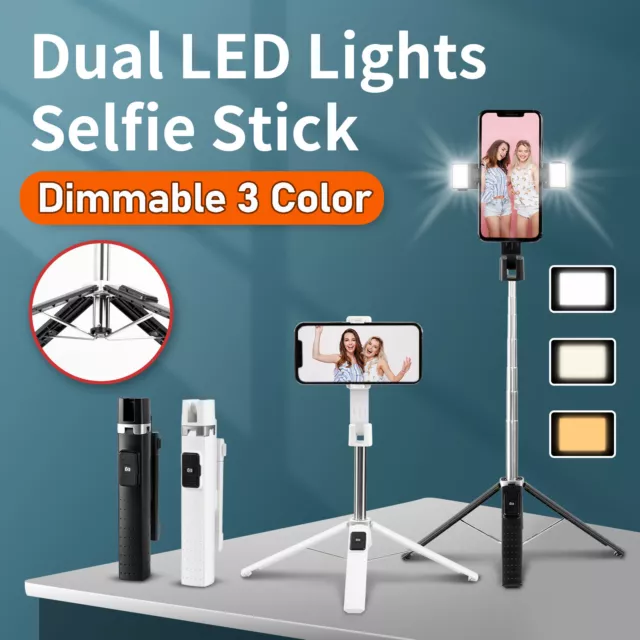 Selfie Stick Tripod Light Phone Holder Bluetooth Remote For iPhone Samsung