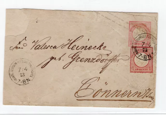 Dt. Post in der Türkei 1873, VU 1 I, V 19, Ganzsache mit DR Nr. 19 nach Coennern