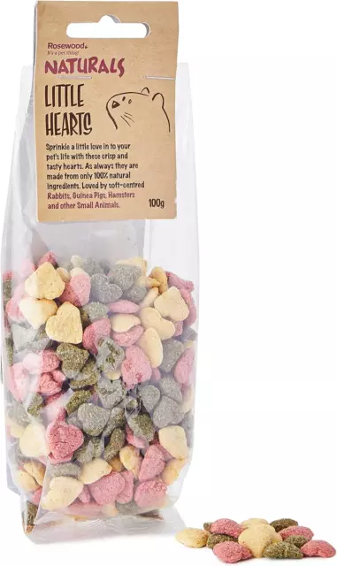 Rosewood Naturals Little Hearts, Rabbit Treats & Small Animal Treats, 100g