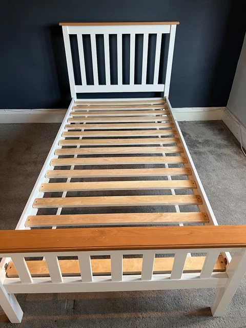 WHITE WOOD SINGLE Bed Frame £24.55 - PicClick UK
