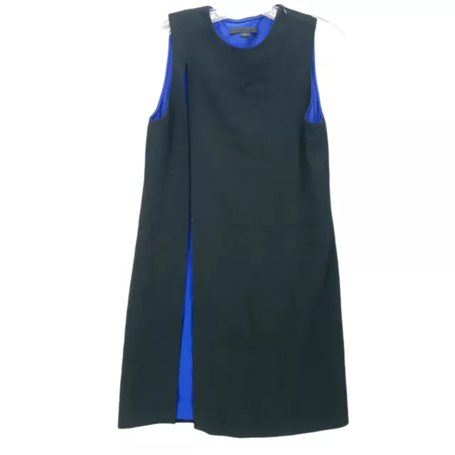 Alexander Wang Double Layered Crepe Dress Black Cobalt Blue Colorblock Size 2