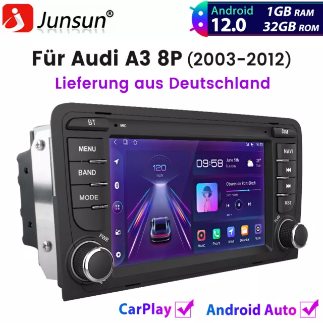 Für Audi A3 8P 2003-2012 Autoradio Android GPS SAT NAVI BT Carplay SWC 32GB DAB+