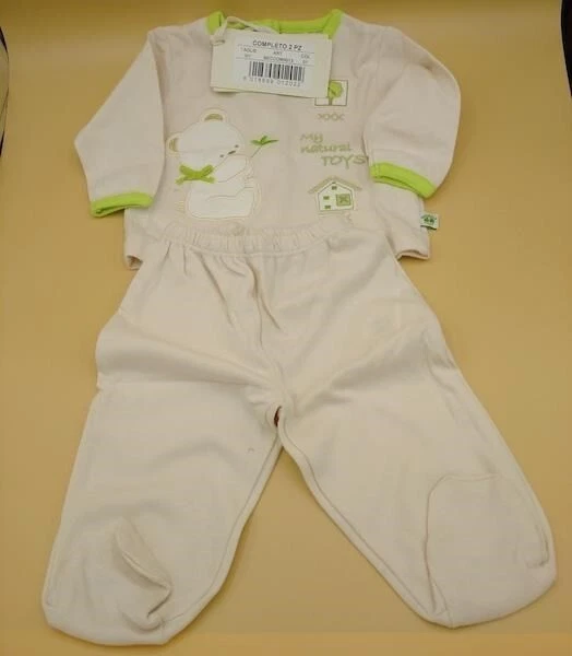 Completo Bambino/A Con Magliettina E Pantaloncini Con Piedini Cotone Biologico