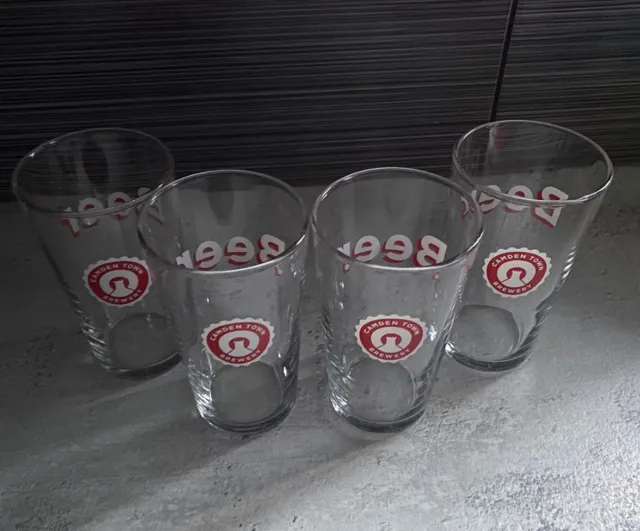 4 X Camden Town Brewery Half Pint Glass - New