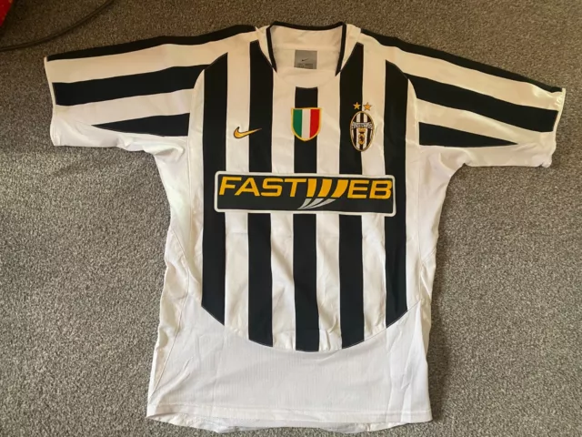 Juventus Home Football Shirt 2003-04 Small Mens