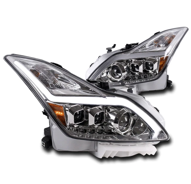 For 08-15 G37/Q60 Coupe Sequential Led Drl Chrome Projector Headlights Headlamps