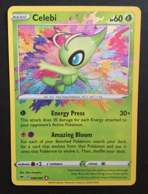 Celebi Amazing Rare 009/185 RARE HOLO Vivid Voltage Pokemon Card Near Mint