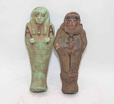 2 RARE ANCIENT EGYPTIAN ANTIQUE Royal Tomb Other Life Servant Ushabti Statues