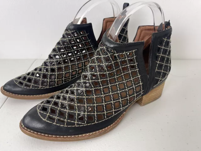 JEFFREY CAMPBELL Taggart Cut-Out Mesh Leather Bootie Size 8 Boots Shoes