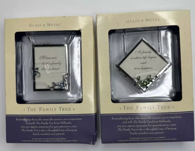 Hallmark Family Tree Photo Frame Set of 2 New Rectangle Diamond