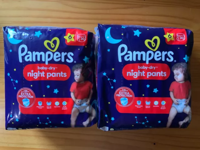 2 x Pampers Baby-Dry Night Pants Größe 6   -  15+ kg ,  je 30 Stück