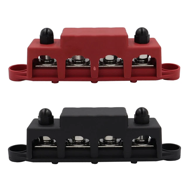 2X POSITIVE NEGATIVE Bus Bar Battery Power Distribution Block 4 x M8 ...