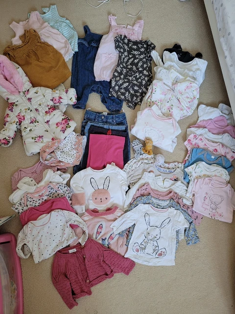 Bundle of Baby girls clothes 3-6 months joblot over 40 items Incl Coat