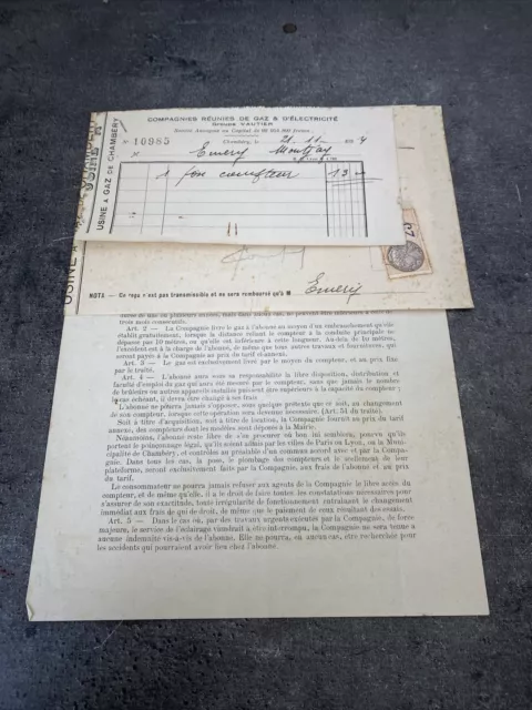 Ancien Document Compagnie Gaz Électricité Usine Chambery Groupe Vautier 1934