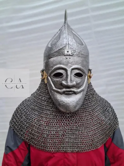 Medieval Turban Ottoman Helmet 16 Gauge Steel Eastern Knight Islamic Face Armor