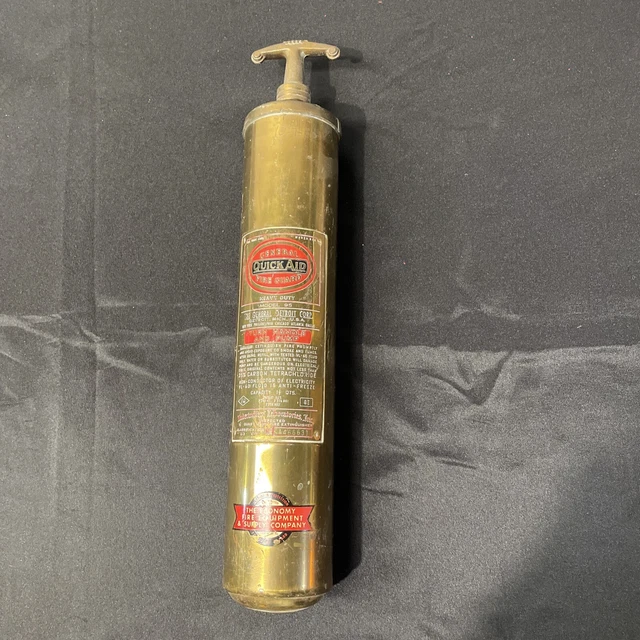 Vintage Brass General Quick Aid 95 Fire Extinguisher Empty