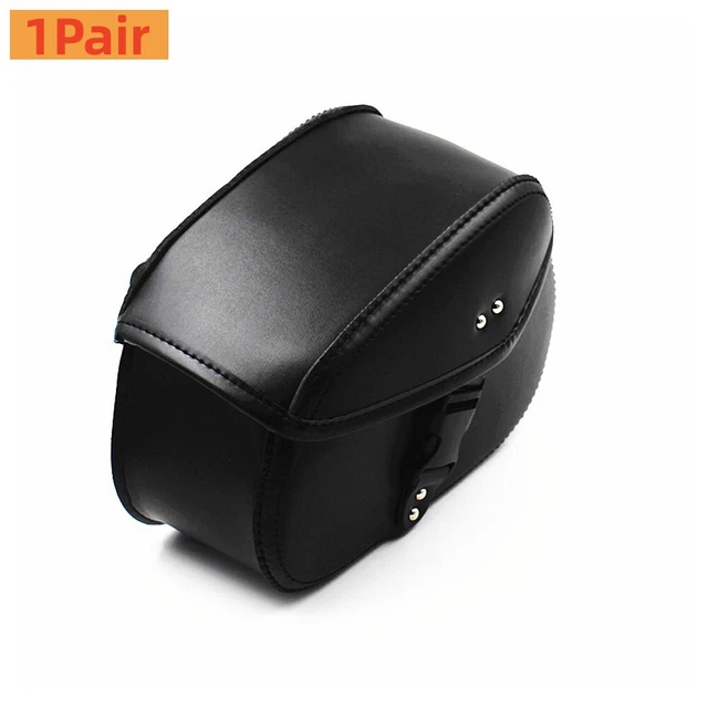 1Pair Motorcycle PU Leather Pannier Saddlebag Luggage Saddle Bags w/Rain Cover