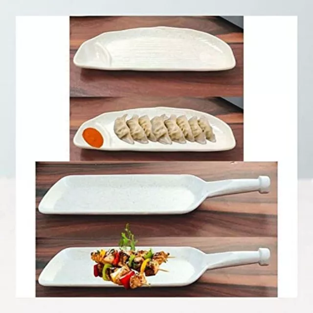 Melamine Rectangle Serving Platter Bat Platter with 2 Dip Bowl Pack of 6