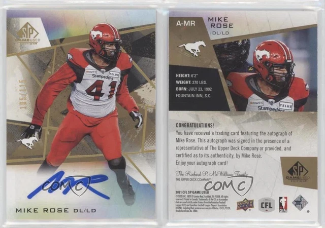 2021 SP Game Used Edition CFL Auto Gold /115 Mike Rose #A-MR Auto