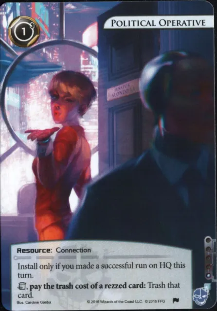 Android Netrunner LCG - Political Operative - Alt Art Promo - Game Night (2016)