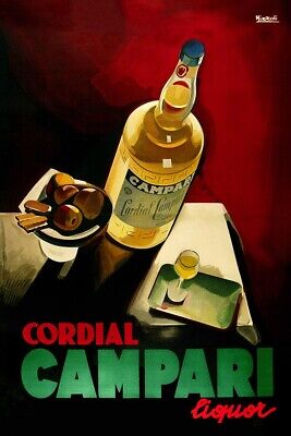 Poster Manifesto Locandina Pubblicitaria d'Epoca Stampa Vintage Cordial Campari