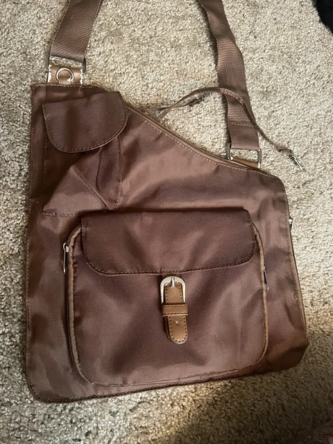 Tan brown NEW crossbody shoulder bag purse multiple zips and pouches card slots