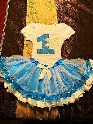 FROZEN Elsa Dress Birthday Dress 1 year old Blue Turquoise Girl Baby Toddler