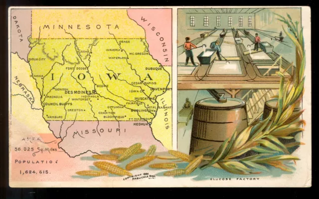 1889 IOWA USA States Series COFFEE Card  K6 State MAP Arbuckle Bros. New York