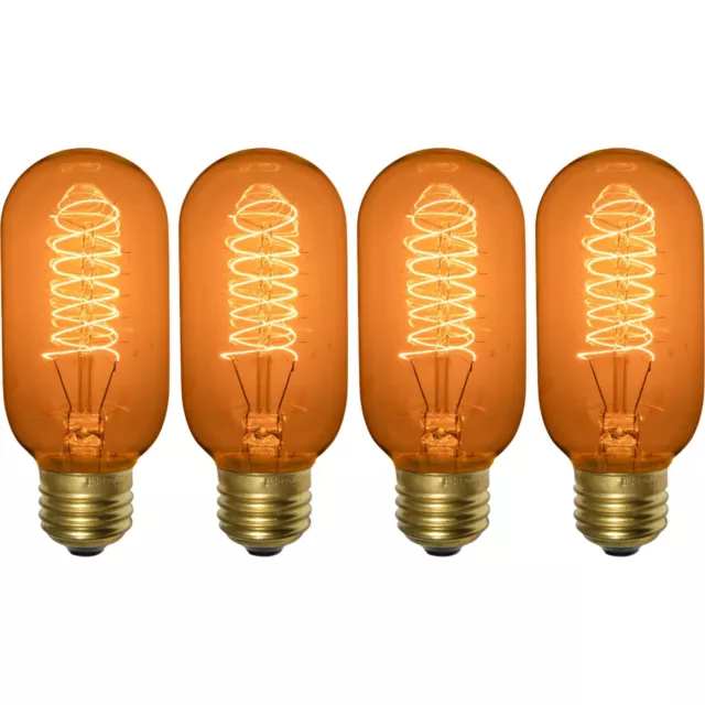 4 Pack of T45 Vintage Edison Light Bulbs, Tubular Style 60W Dimmable 2220K