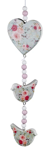 Fenster-Hänger Herz-Vogel Con Decorazione Rose per Finestra 41cm Haengedeko