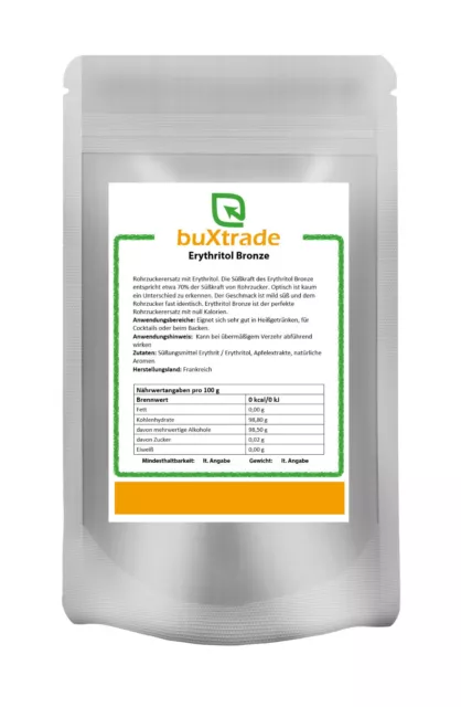 100g | brauner Rohrzucker aus Erythritol | Erythrit | Bronze | Buxtrade