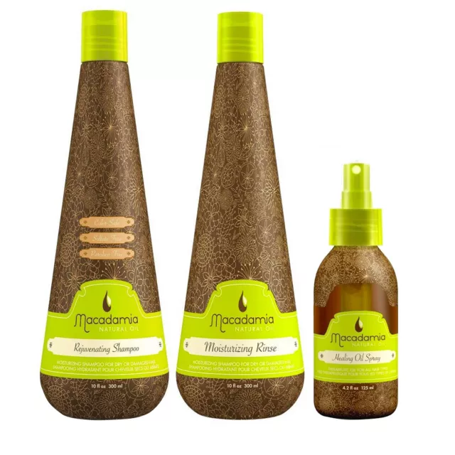 Macadamia Kit Cheveux Secs 300ml Après Shampooing 300ml Spray 125ml