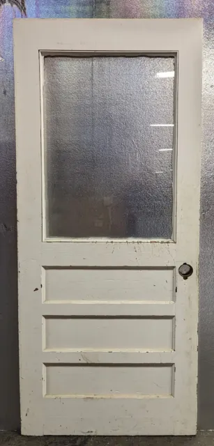 32"x80" Antique Vintage Salvaged SOLID Wood Wooden Entry Door Window Wavy Glass