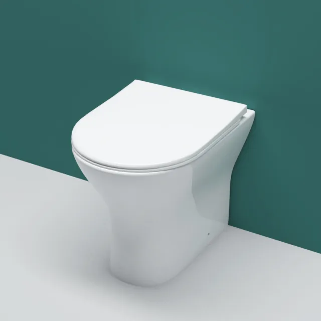 AICA Bathroom Back to Wall Toilet Modern Pan Soft Close Seat Space Saving White