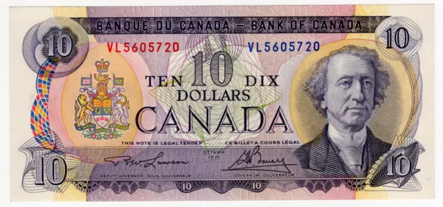 1971 Bank Of Canada Ten 10 Dollar Bank Note Vl 5605720 Nice Bill