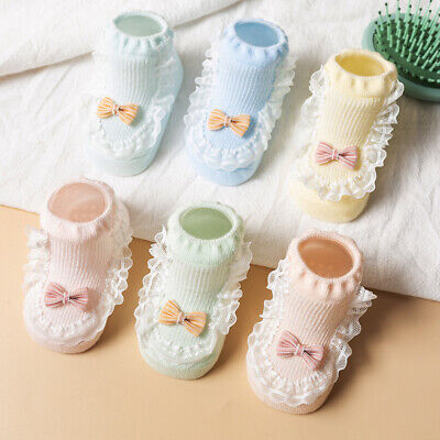 2 paia calzini antiscivolo neonato bambini bambine nodo fiocco 0-12