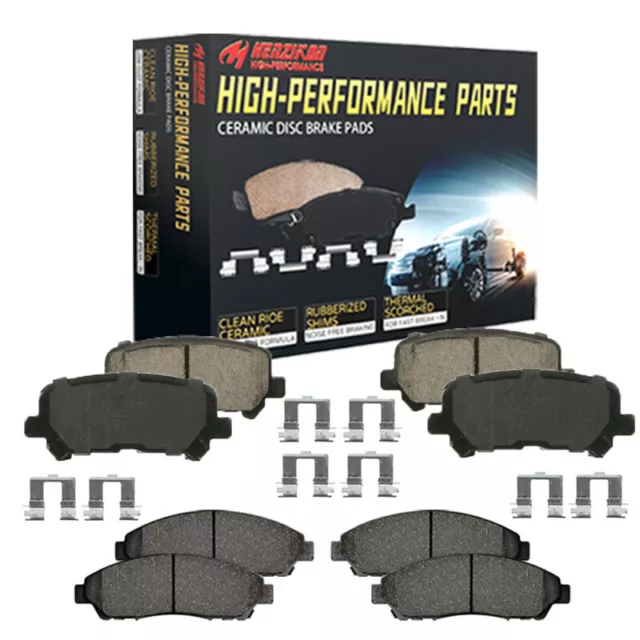 For Front+Rear Ceramic Brake Pads + Hardware For 2004 2005 Toyota Rav4 Reliable