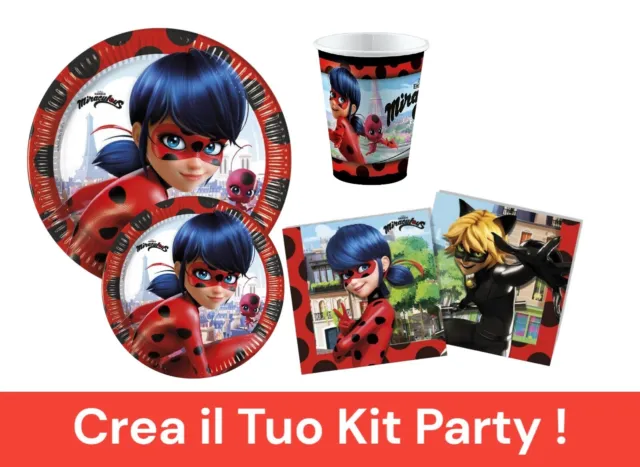 Coordinato per Feste Compleanno Miraculous Disney Lady Bugs Kit Party Bambini