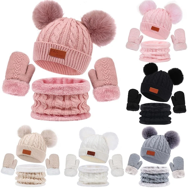 Cappello a maglia bambini sciarpa guanti ragazze ragazzi autunno inverno caldo 3 pz/set bambini