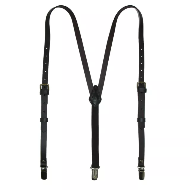 New CTM Women's Coated Leather 1/2 Inch Clip-End Suspenders