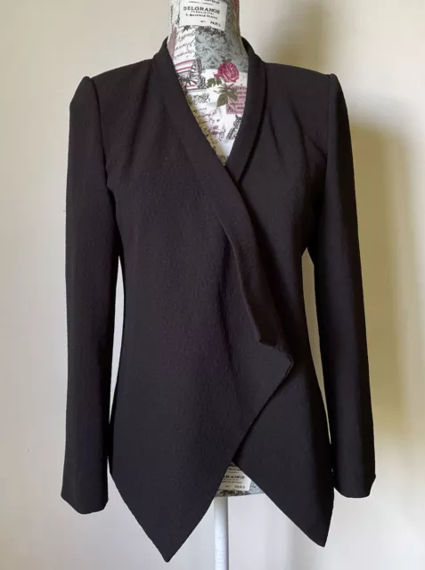 GIAN CARLO Ladies Black Collared Blazer Size 8 Designer Fully Lined Shoulder Pad