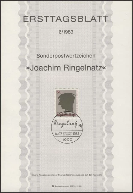 ETB 06/1983 Joachim Ringelnatz, Schriftsteller
